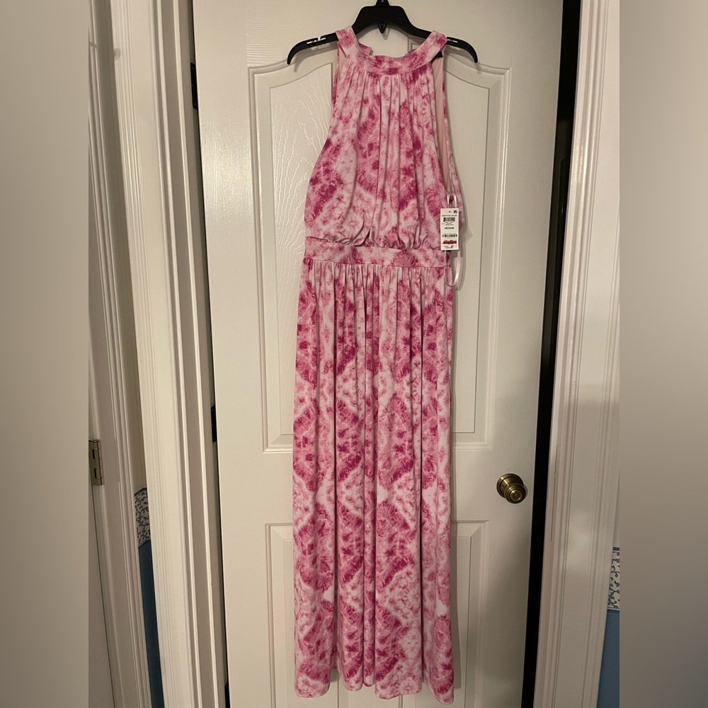 NWT pink tie-dye-look INC maxi dress